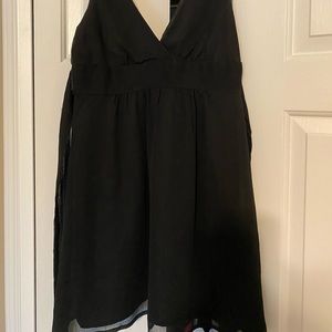 Black Satin & Chiffon Babydoll Dress